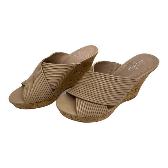 New Charles David Tan Linger Cork Wedge Heeled Sandals 7.5 - Picture 2 of 8
